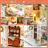 Moin Moin [Japanese Instructions] 1/24 Scale Dollhouse Miniature DIY Kit Set for Beginners | Dog-Friendly Room | LED Light + Acrylic Case (Travel Prep