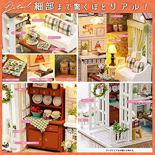 Moin Moin [Japanese Instructions] 1/24 Scale Dollhouse Miniature DIY Kit Set for Beginners | Dog-Friendly Room | LED Light + Acrylic Case (Travel Prep