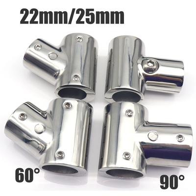 22/25/30mm Boat Fitting Tee Connector Stainless Steel Tee Split Connector 60/90 Degree Tee Fitting for Boat Hand Rail Fitting