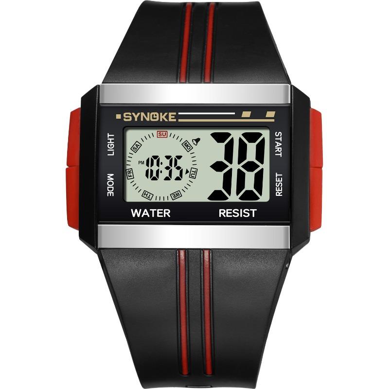 Top Brand New Electronic Watch Square Dial Explosive Watch Multifunctional Waterproof Luminous Men's Large Screen Wristwatch