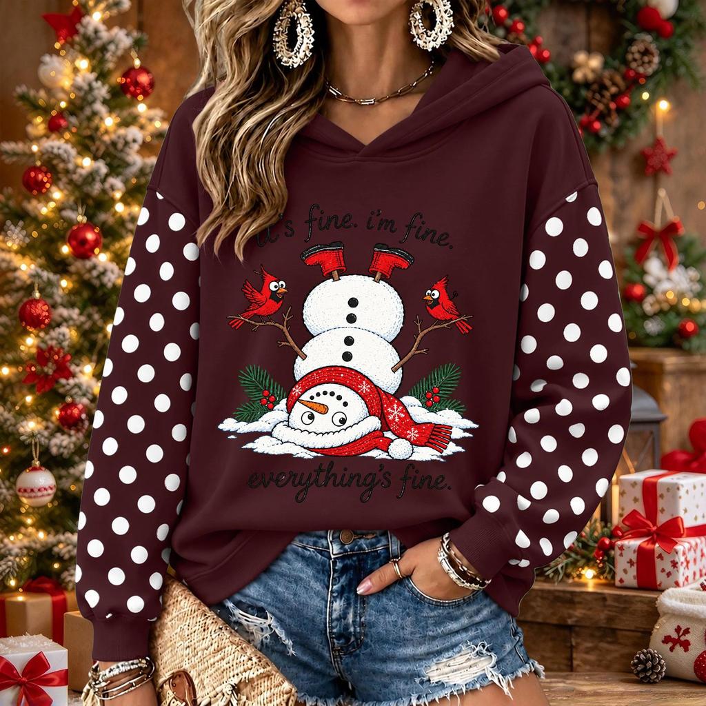 Women's Christmas Print Long Sleeve Top Casual Comfortable Winter Blouse for Holiday Wear