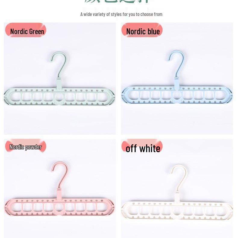 Adjustable Multi-Functional Nine-Hole Folding Clothes Rack for Dormitory and Home Storage
