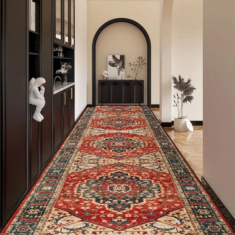 Bohemian Red Long Corridor Carpet Luxury Persia Decoration Hallway Rug Non-slip Easy Cleaning Floor Mat Stairway Runners Carpets