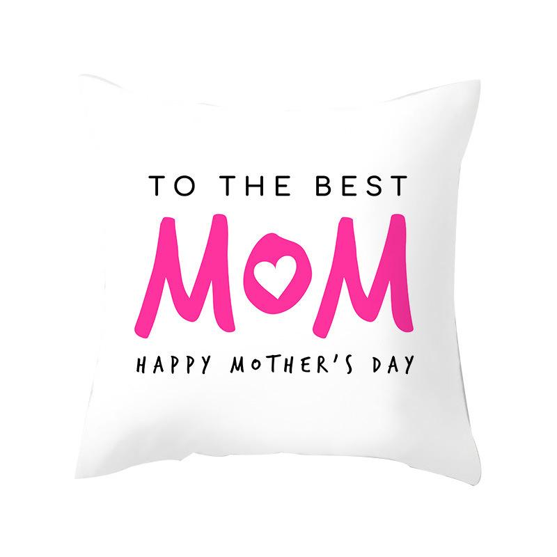 New Mother's Day Text Love Pillow Cover Peach Skin Polyester Print Pillow Cushion Cover