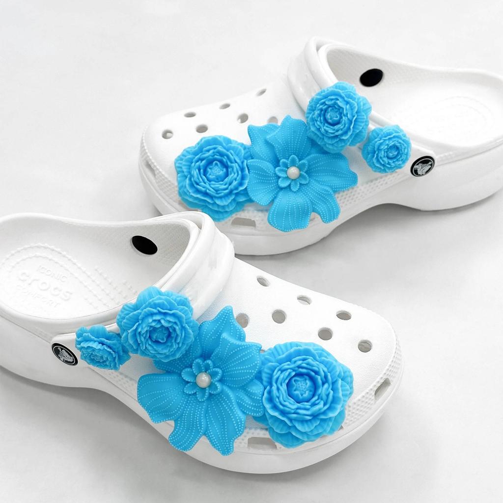 Bai Lu Bone White Clog Accessories: Detachable DIY Shoe Flower Bouquet