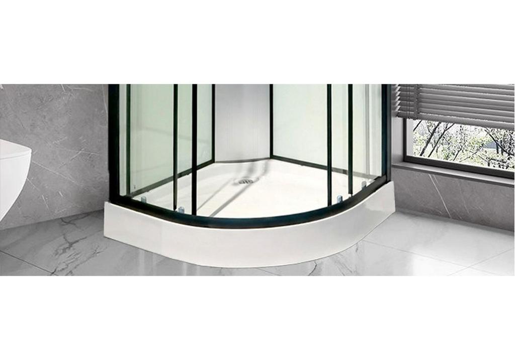 Arc-Shaped Integrated Shower Room with Warm Air and Water Barrier