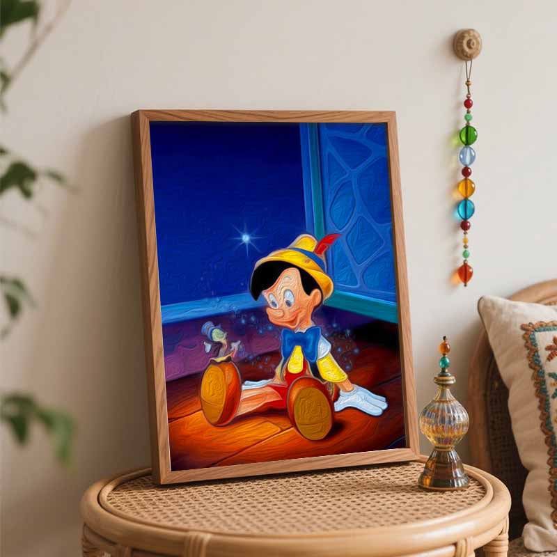 Disney Pinocchio Jiminy Cricket Oil Art Painting Kit Home Wall Decor Handmade Gift for Living Room Modern Art Craft Wall Hanging