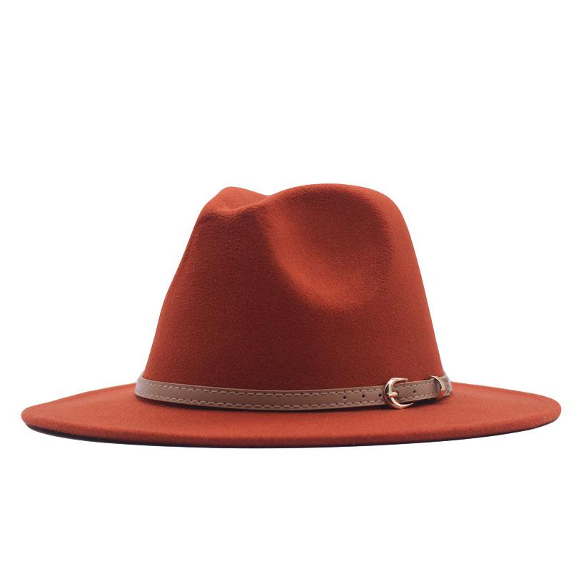 European and American style spring and autumn winter imitation felt big brim hat British retro woolen top hat men's and women's travel Panama jazz hat