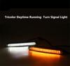 LED Tricolor Daytime Running  Turn Signal Light Car Fog Driving Lamp White+Amber