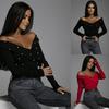 Spring/Autumn 2022 Women's Solid Color Beaded Top