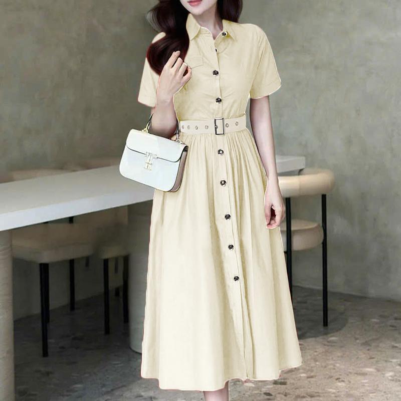 

ZANZEA Женское повседневное летнее платье с отложным воротником и коротким рукавом 5XL