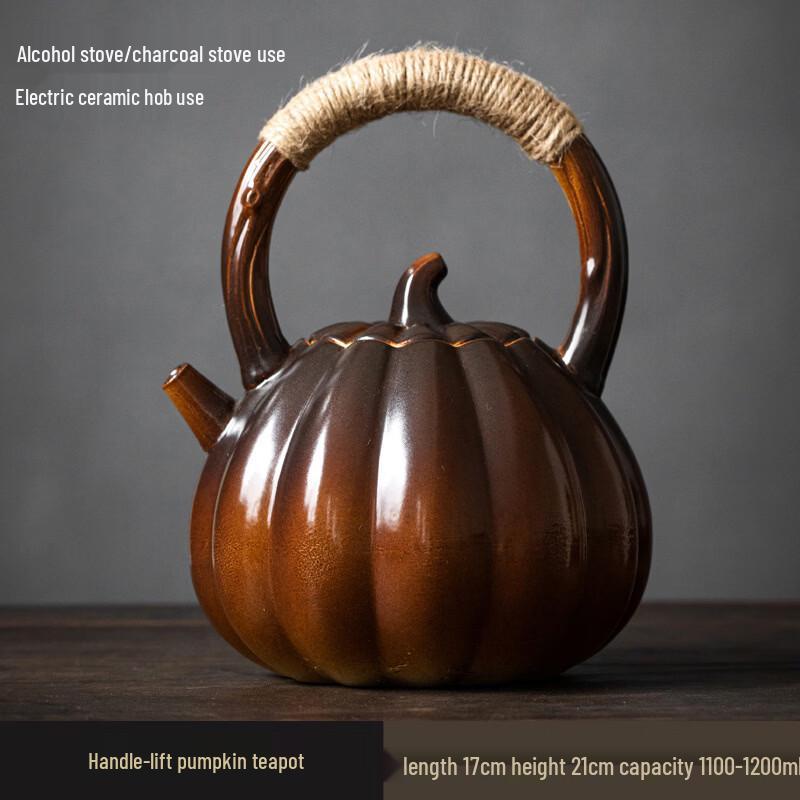 Handun Ceramic Pumpkin Teapot Set with Mini Carbon Stove