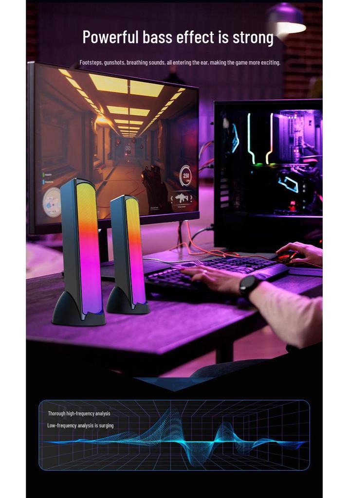 RGB Desktop Bluetooth Speaker with Subwoofer and Wired Connectivity