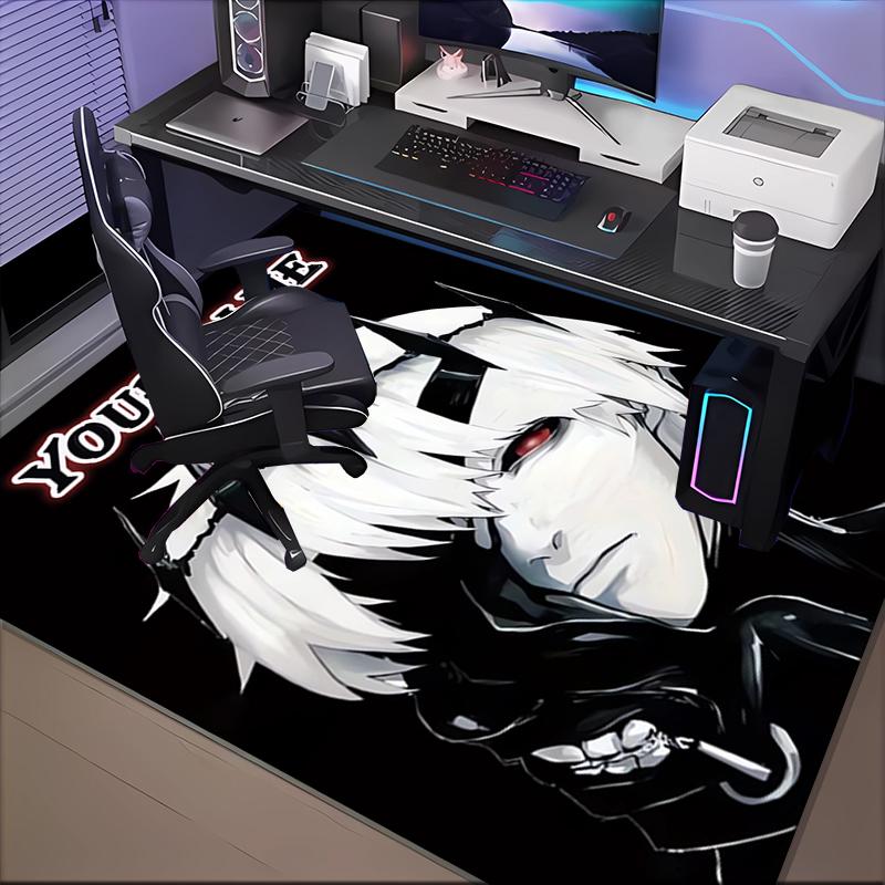 1PC Custom Name "Tokyo Ghoul Artwork" Theme Floor Mat Ideal for Living Room, Game Rooms, Office, Bedroom Floor Mat Playful Design