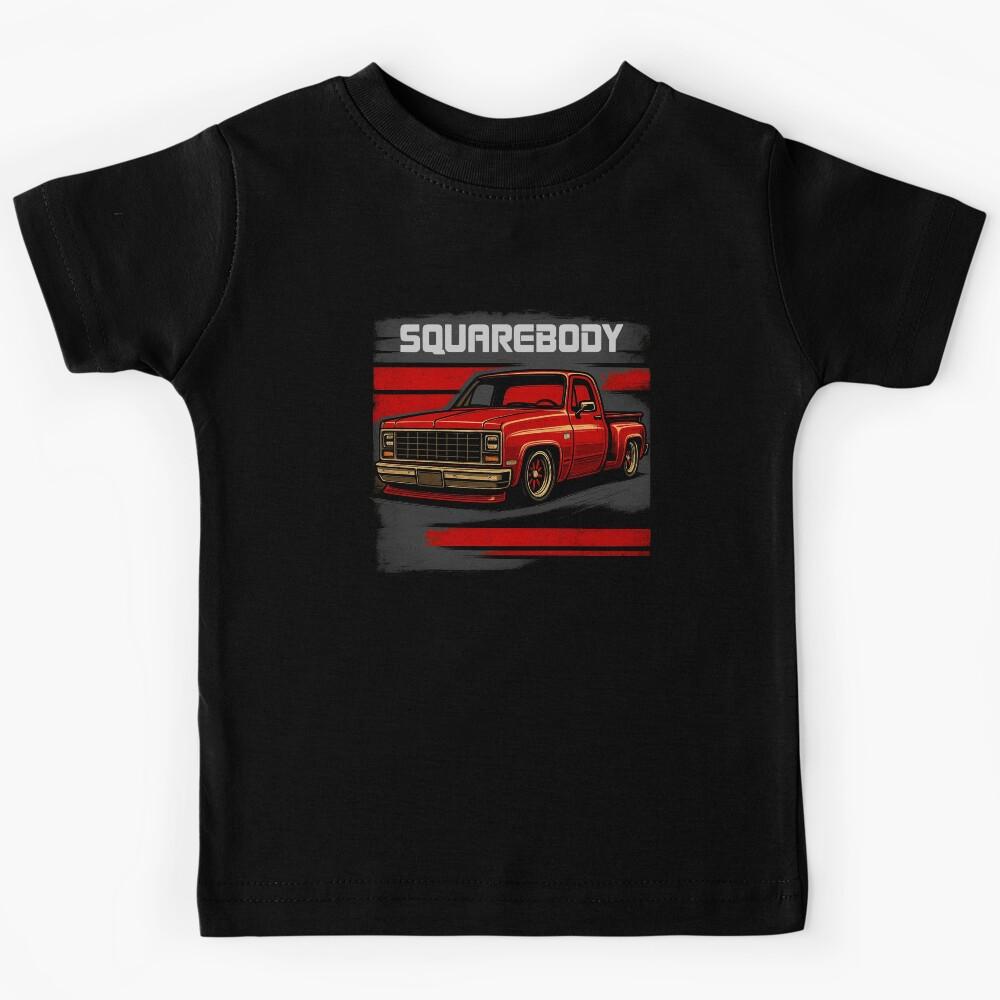 Classic Red Squarebody Chevy Truck with Retro Street Vibe Kids T-Shirt 110