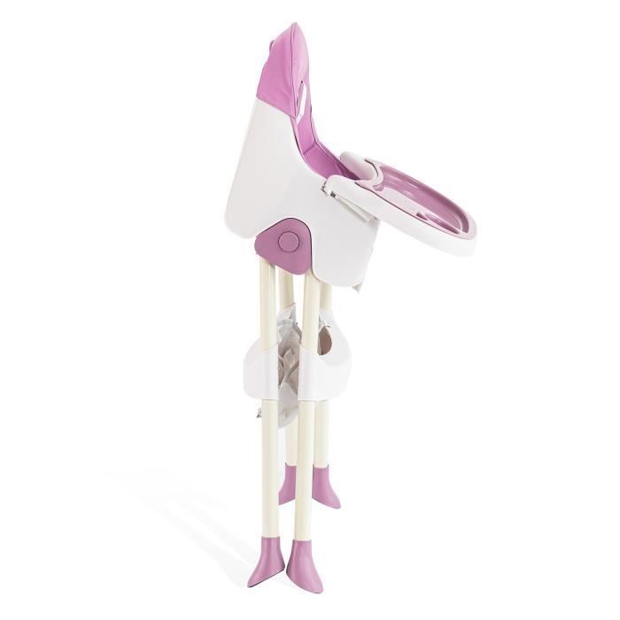 K IKIDO Chaise haute pour bébé 2 en 1, chaise haute évolutive pliable avec table à manger-De 6 mois à 3 ans-Rose