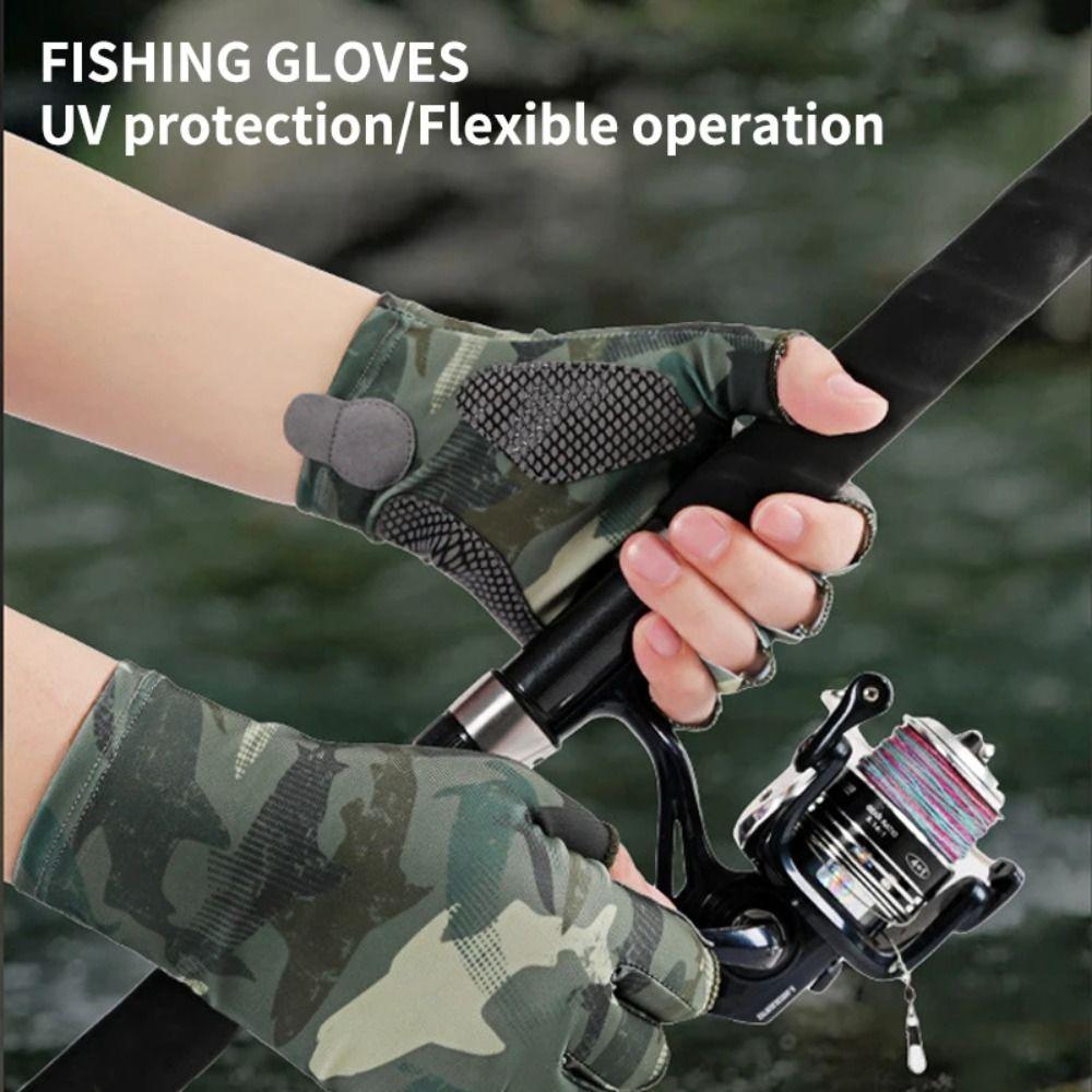 Sweat-absorbent Men Cycling Gloves Elastic Fingerless Gloves New Fishing Gloves