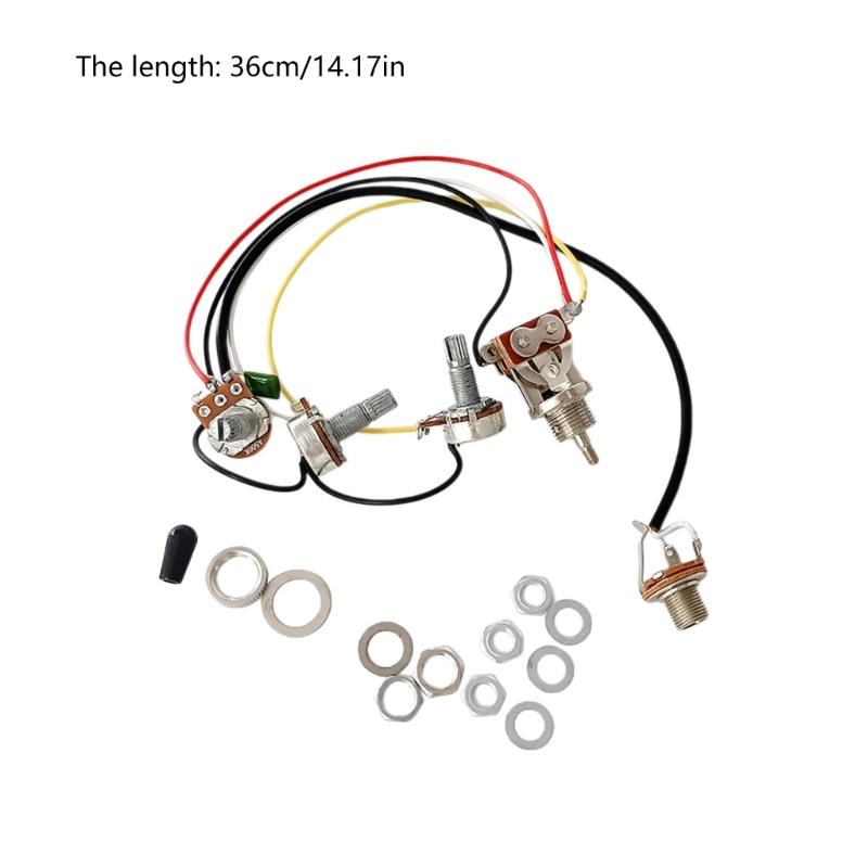 Electric Guitar Wiring Harness Set Replacement, 1 Volumes 1 Tone Prewired 3 Way Toggle Switch 500K Pots Jacks for Guitar