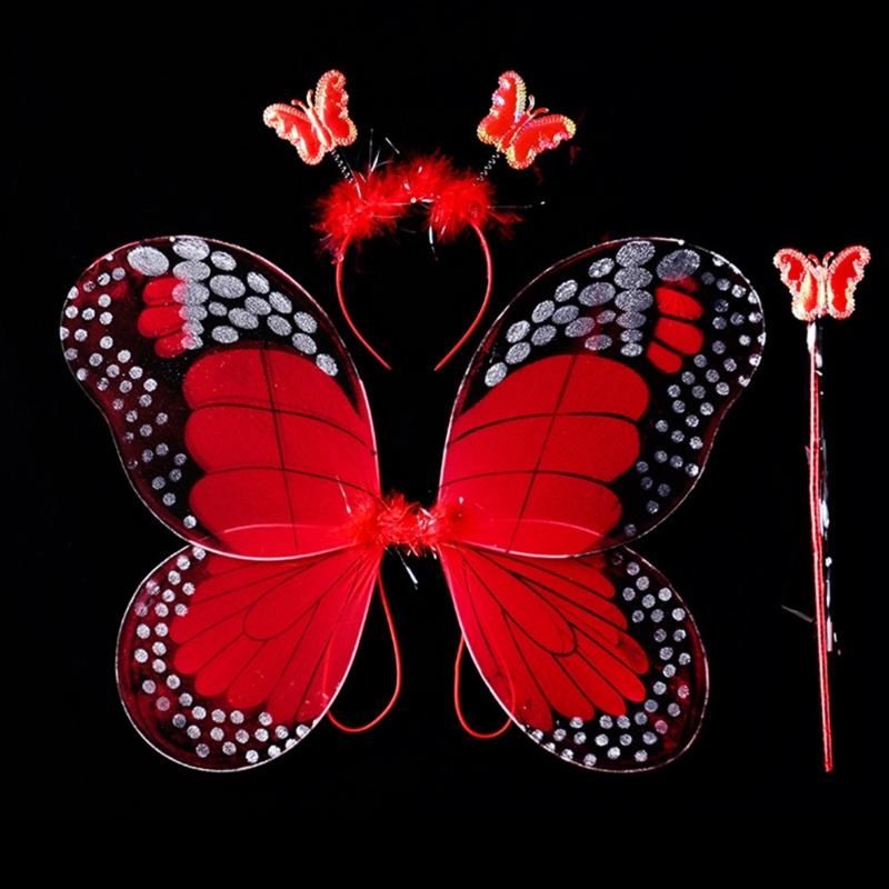 Cute Dreamlike Fairy Princess Angel Wand Butterfly-Wing Tutu Headband Birthday Party Halloween Cosplay-Costume Props