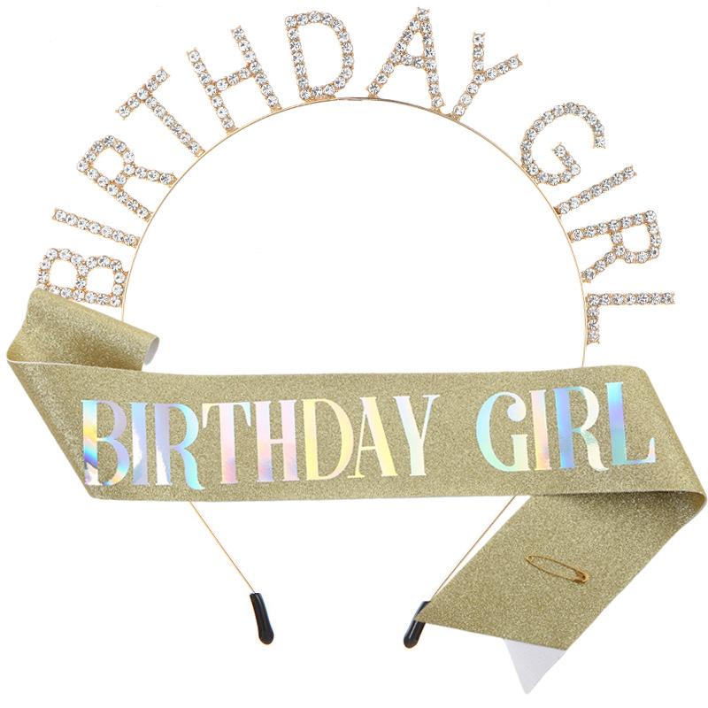 European and American Fashion Birthday Party Girl Headband Belt BIRTHDAY GIRL Headband Headdress Shoulder Strap Etiquette Belt 2026