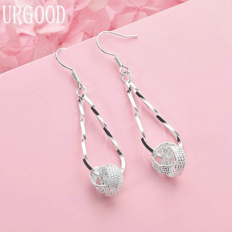 925 Sterling Silver Fashion Braided Round Earrings Wedding Jewelry