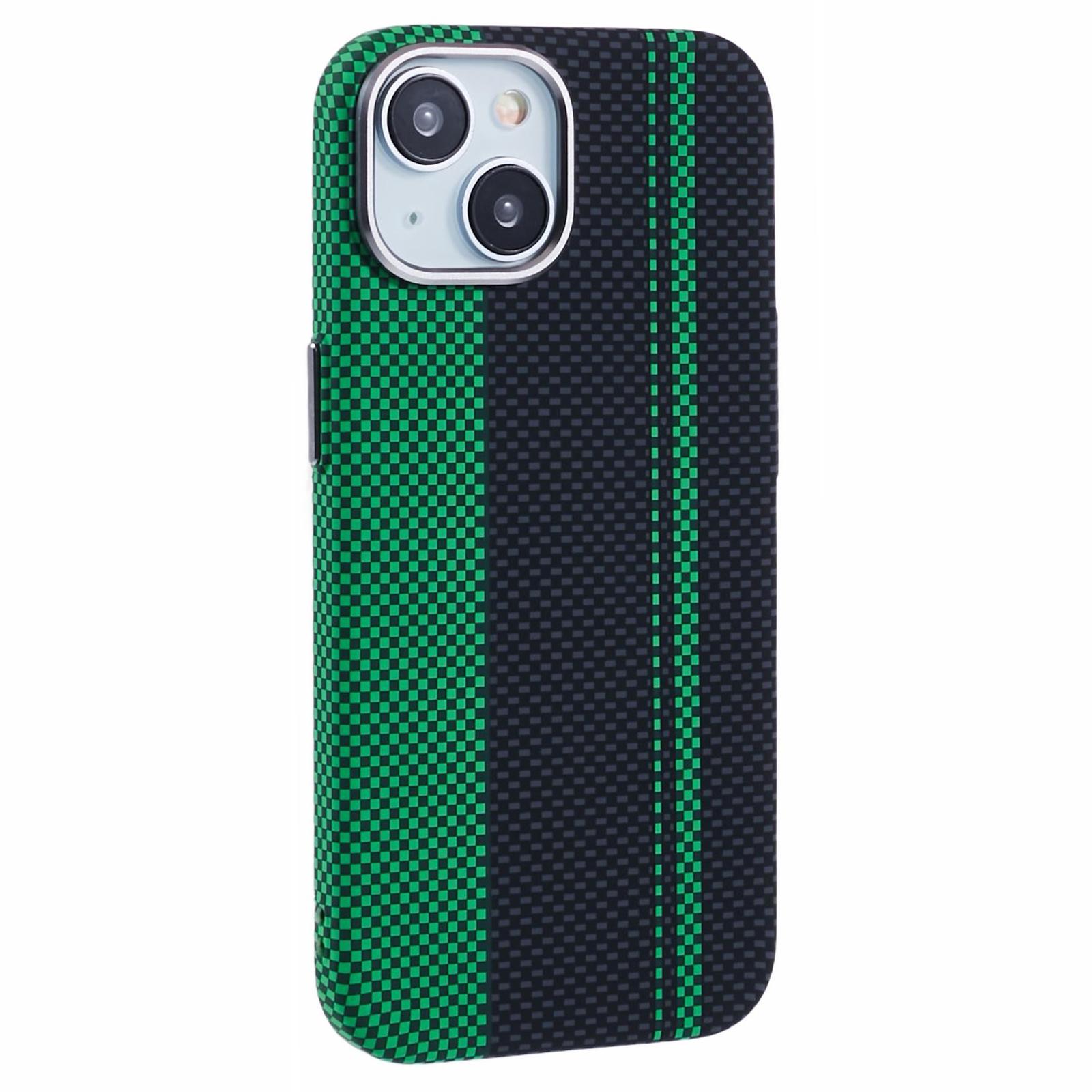 

Чохол для iPhone 15, сумісний із накладкою MagSafe Carbon Fiber Texture Water-Transfer PC Phone Cover Green Black Stripes