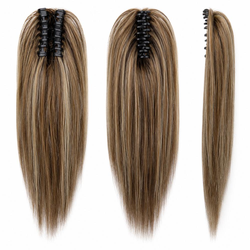 Ciocche per coda di cavallo in fibra sintetica con clip, mezza acconciatura, nuova extension per capelli per donna
