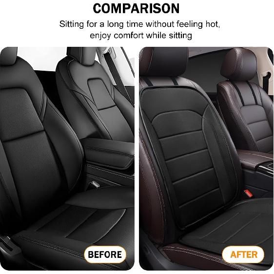 Car Seat Cushion, Leather Soft Breathable Non-Slip Vehicle Front Driver Seat Cover Pad, Comfortable Auto Interior Chair Protector Cushion, Universal