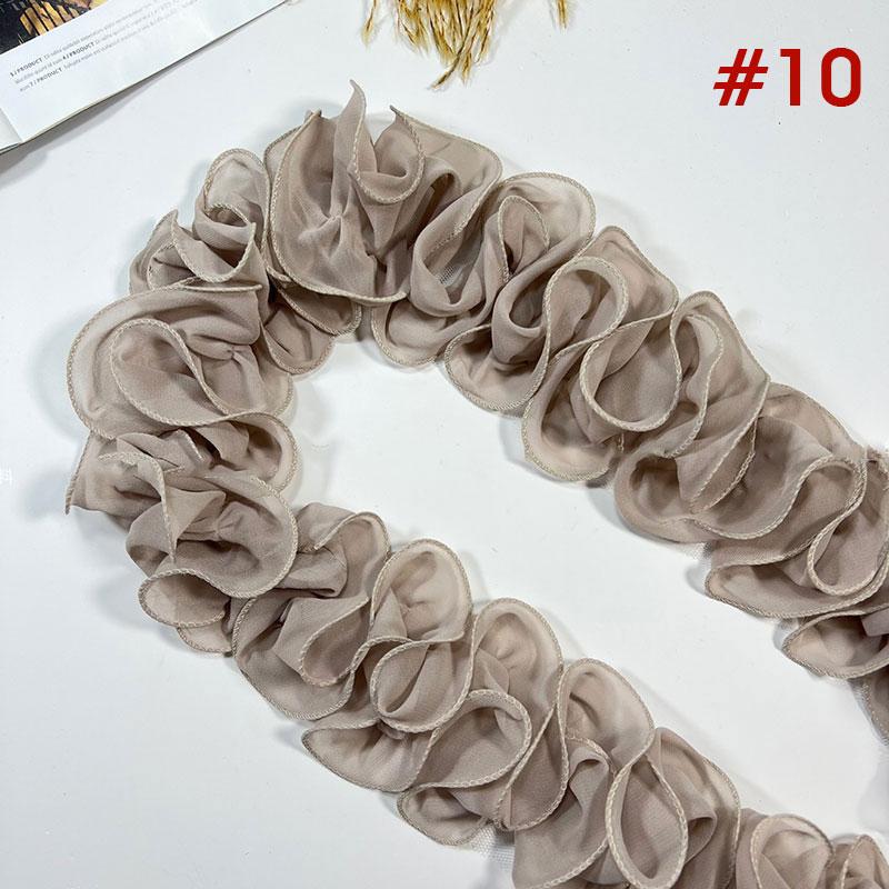 10 Yards 10cm Width Pleated Chiffon Tulle Lace Trim Ruffled Lace Fabric Applique Ribbon Trim Edge For DIY Sewing Dress Curtain