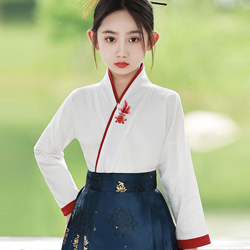 Girls' Chinese-Inspired Summer Hanfu Set – Ming & Tang Dynasty Style