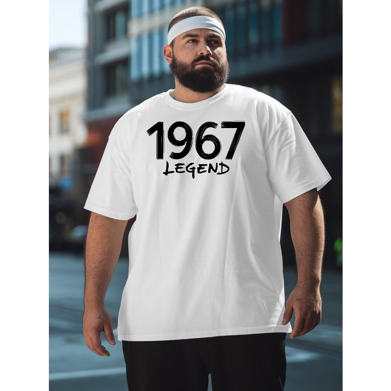 

1967 Легенда Новая футболка с коротким рукавом Американская мода с принтом свободная базовая футболка для полных мужчин большого размера весна и лето круглый вырез повседневная S белый