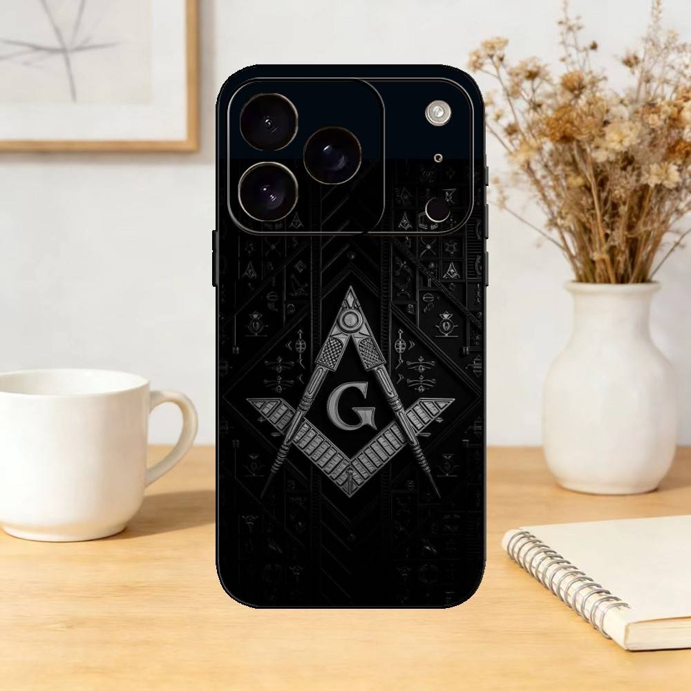 Freemasonry Symbol Phone Case Silicone Black Soft For IPhone 17,16,15,14,13,12,11,SE,Plus Pro Max