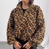 Cardigan largo da donna con stampa leopardata, zip, felpa, giacca, top, abbigliamento casual da donna