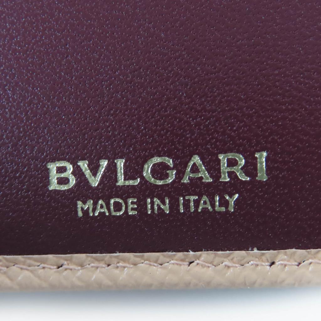 Pristine BVLGARI Bulgari Bulgari Logo Clip Leather Compact Wallet Pink 293178 Used