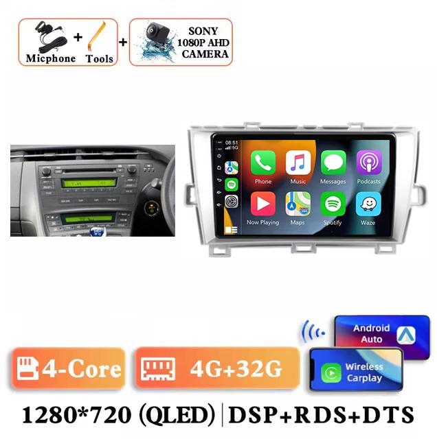 

Android 14 Carplay Auto для Toyota Prius 3 XW30 2009 2010 2011 2012 2013 - 2015 RHD Автомобильный радиоприемник Мультимедийный проигрыватель GPS Стерео DSP