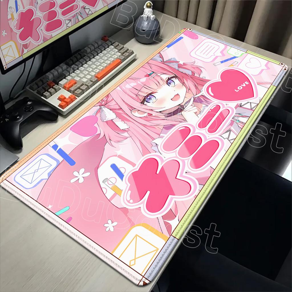 Cute Pink Anime Girl Hakui Koyori Mouse Pad Kawaii Hololive Large Table Mat Laptop Keyboard Pad XXL Mousepad PC Gamer Carpet Mat