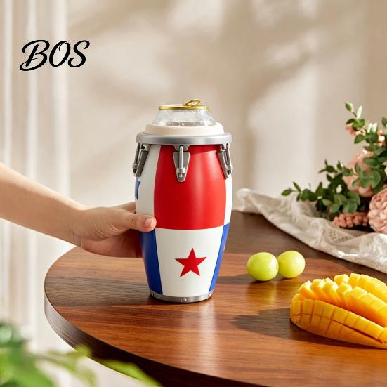 Portable Can Holder Conga Style Soda 3D Printed Classic Drum Shape Universal Flag Pattern 12Oz Standard Cola Beverage Beer Durable