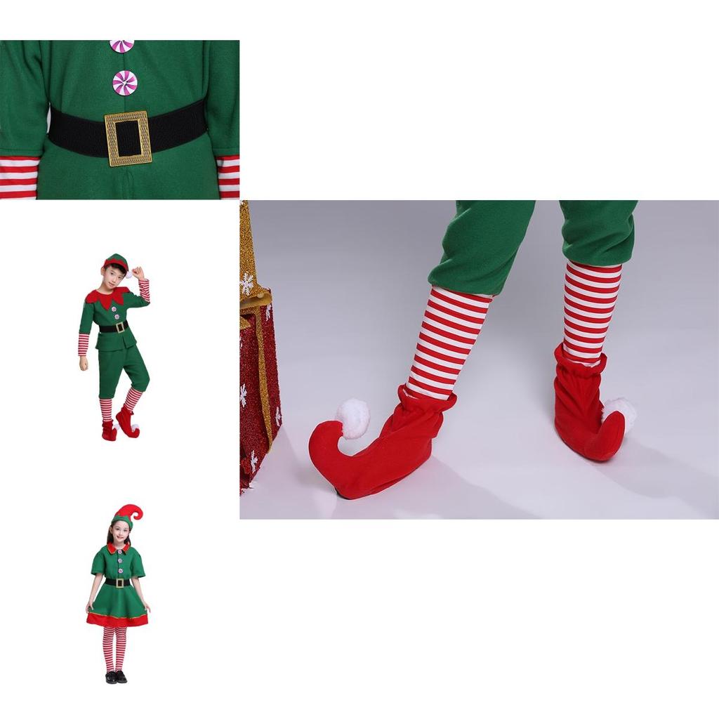 Delightful Christmas Elf Cosplay Costume Couple Outfit For Fancy Dress Xmas Party Role Play