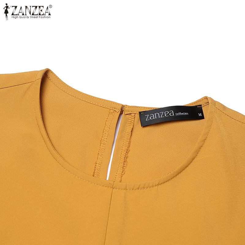 ZANZEA Women Muslim Casual O-neck Loose Long Sleeve Dress
