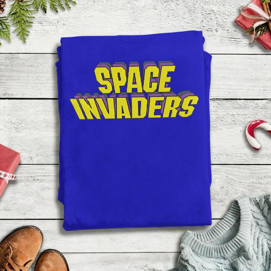 Vintage Space Invaders Logo TShirt for Unisex Round Collar Pure Cotton T Shirt Short Sleeve Tees 4XL 5XL Tops