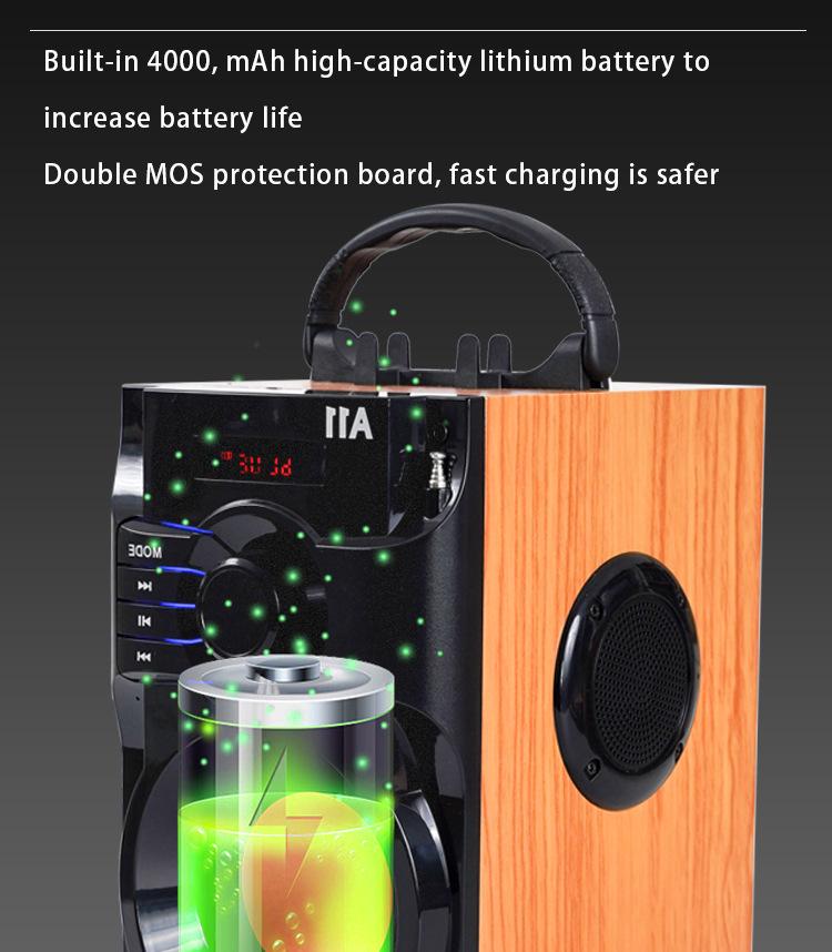 A11 Mobiler Bluetooth-Lautsprecher 4.0 - Kompakt, Outdoor, Schwerer Bass mit Kartensteckplatz