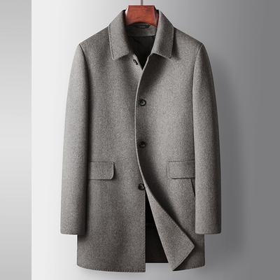 Herbst und Winter Mittel und Lang Revers Jugend Business Entendaunen Warm Doppelseitiger Tweed Trenchcoat