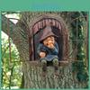 Lebensechter Elf vor der Tür Frecher Zwerg Gartenskulptur Baumumarmung Außenhof-Ornament