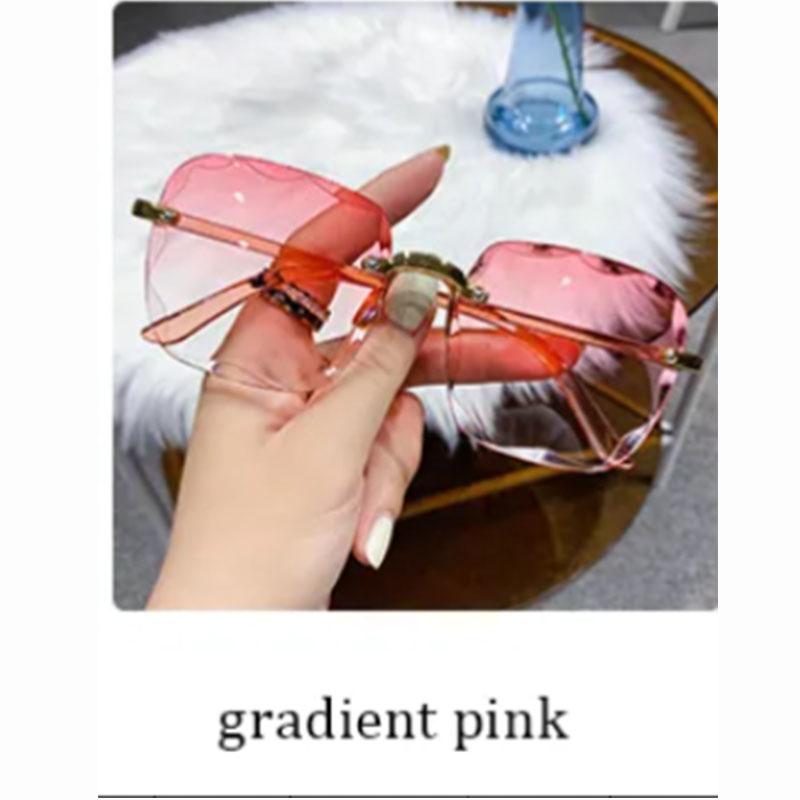 

Солнцезащитные очки в квадратной оправе для женщин, пляжная мода, градиентные солнцезащитные очки без оправы, анти-излучение Gradient Pink