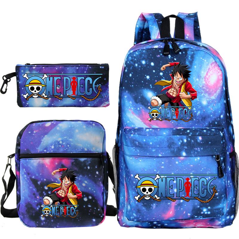 Cartoon Printed Teen Backpack Men's and Women's Student School Bag Three-piece Combination