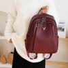 Leather Backpack Women's Solid Color Large Capacity Travel Backpack
