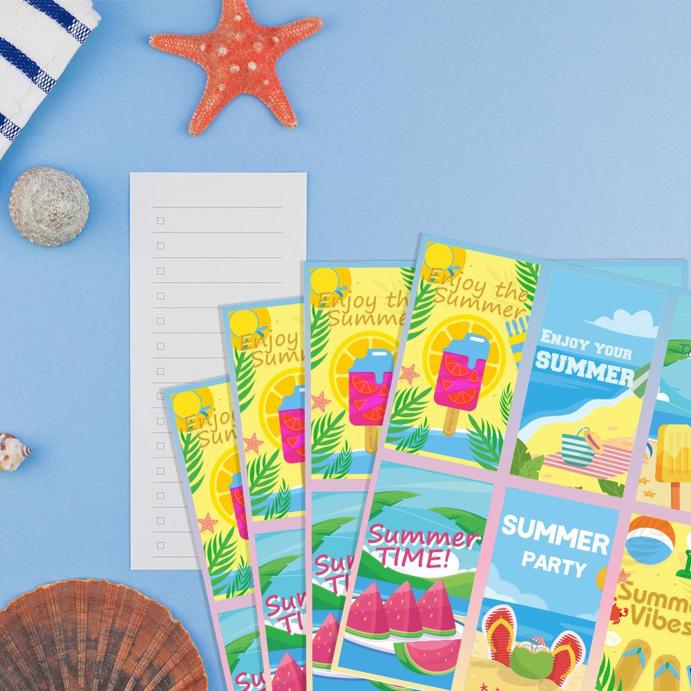 5 Sheets Summer Beach Party Stickers, Creative Chocolate Candy Labels for Decorations & Gifts