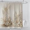 Elegantní květinový sprchový závěs - jemný bílý květinový a travní vzor pro romantickou koupelnovou dekoraci, voděodolný a snadno udržovatelný