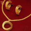 24K Gold Alloy Two-Piece Jewelry Set Indian Dubai Wedding Accessories Sand Gold Twisted Geometric Necklace Earrings for Unisex
