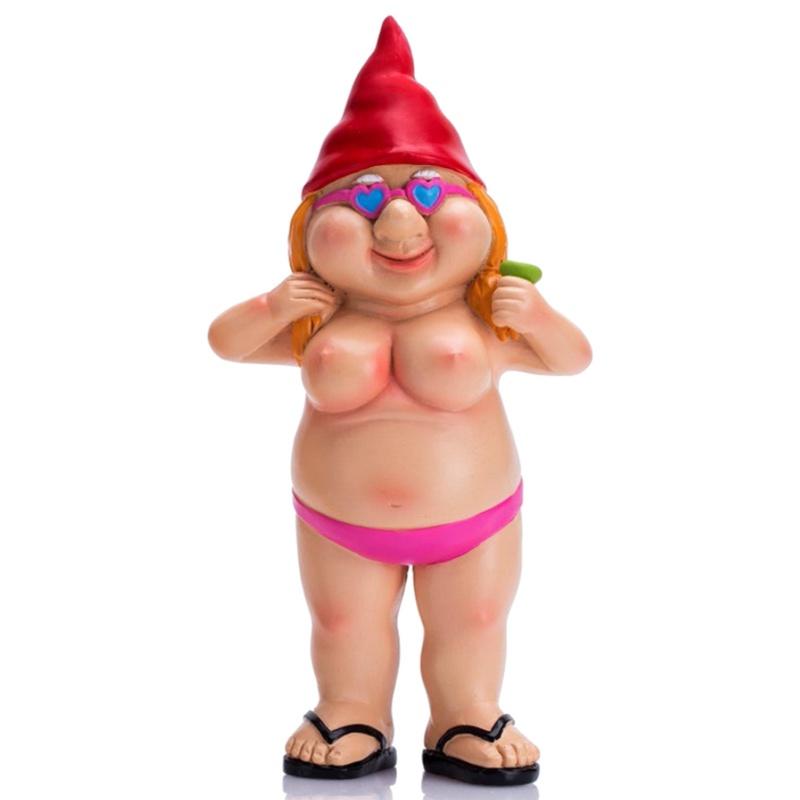 Naked Resin Gnome Statue For Magical Garden Decor Nudist Gift